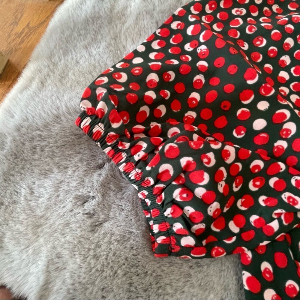 G by Giuliana Feminine Chic Ruffle Shoulder Blouse Red Pink Polka Dot Top 2X - Picture 5 of 11